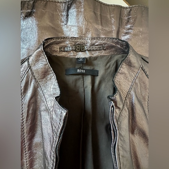 Boss Hugo Boss Silver Metallic Lamb Leather Jacket - Picture 3 of 12
